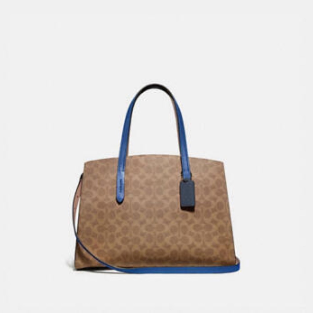 NWT COACH Charlie Carryall in Colorblock Signature Canvas Tote Bag Dark Denim - Picture 5 of 8